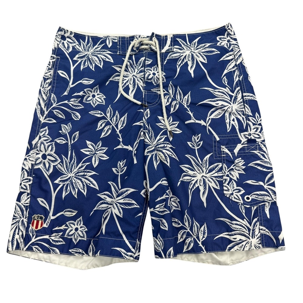 Polo Jeans Company Ralph Lauren Shorts Mens M Blue Floral Swim Trunks Hawaiian
